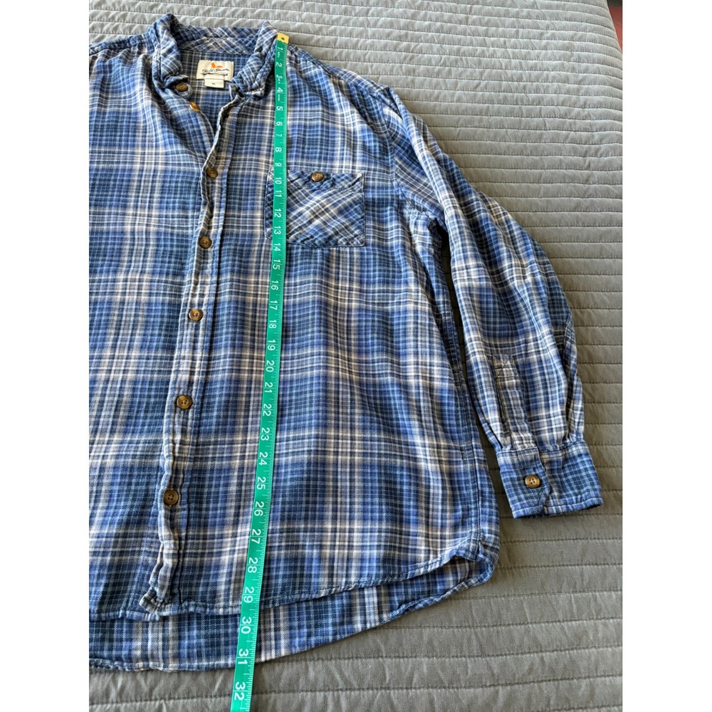Field & Stream Mens XL Blue White Plaid Flannel Button Down Shirt 100% Cotton - Picture 5 of 7